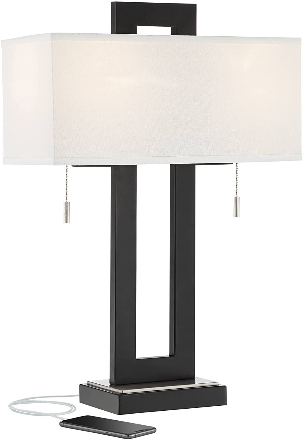 Neil Modern Contemporary Table Lamp with USB Charging Port Open Neil Modern Contemporary Table Lamp with USB Charging Port Open