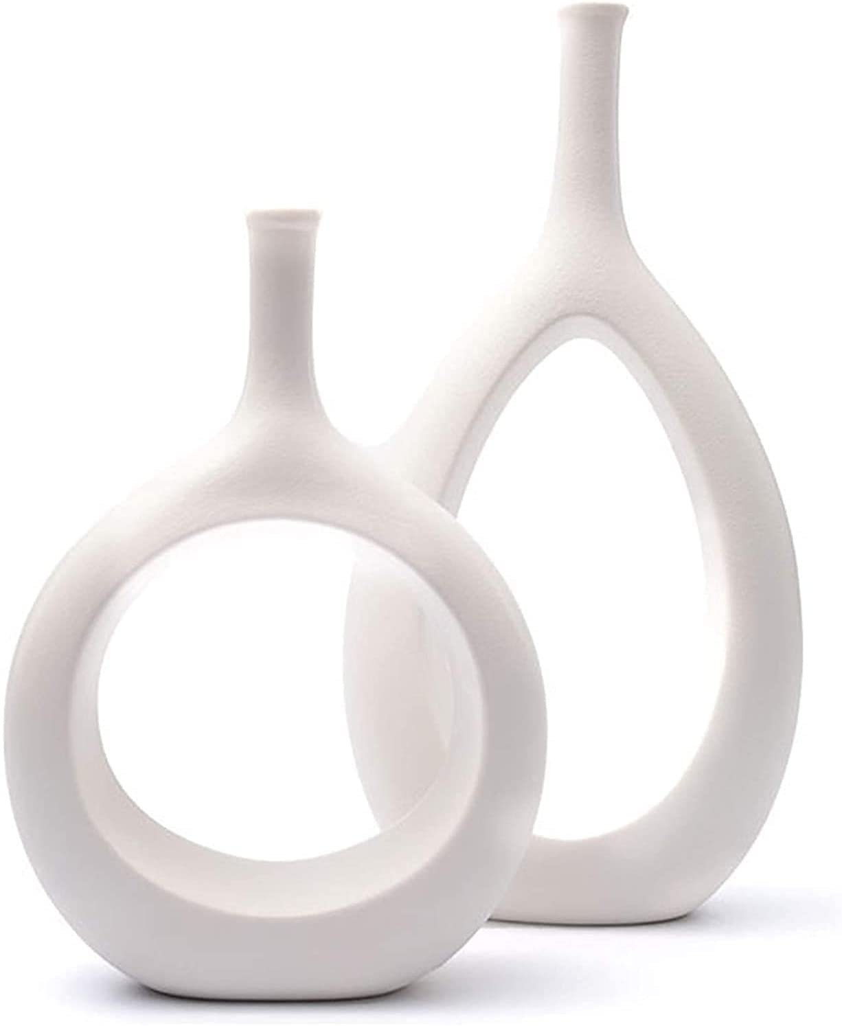 Samawi White Vase Set of 2 White Ceramic Vase for Home Decor Samawi White Vase Set of 2 White Ceramic Vase for Home Decor
