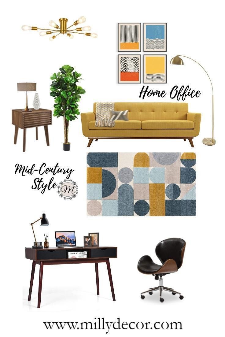 Mid-Century Style Home Office - Milly Decor